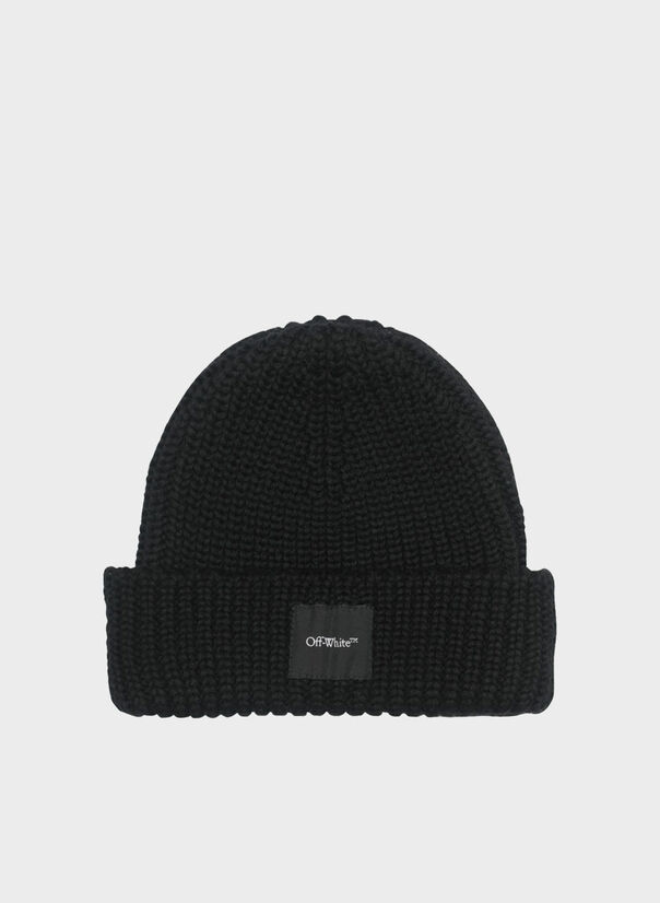 CAPPELLO LOGO PATCH RIBBED BEANIE, 1000BLACK, large