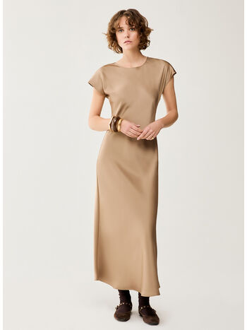 ABITO MIDI IN DOPPIO RASO, 006 SABBIA, small