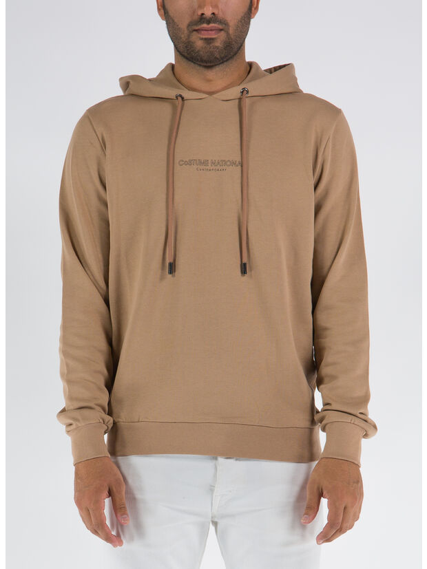 FELPA CON CAPPUCCIO, CAMMELLO, large