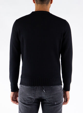 MAGLIONE GIROCOLLO, 002BLACK, small