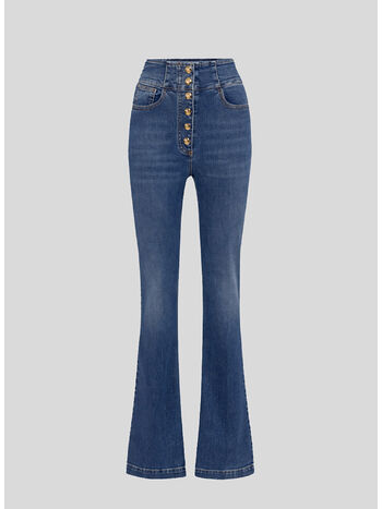 JEANS A ZAMPA CON BOTTONIERA CENTRALE, 104 BLUE DENIM, small