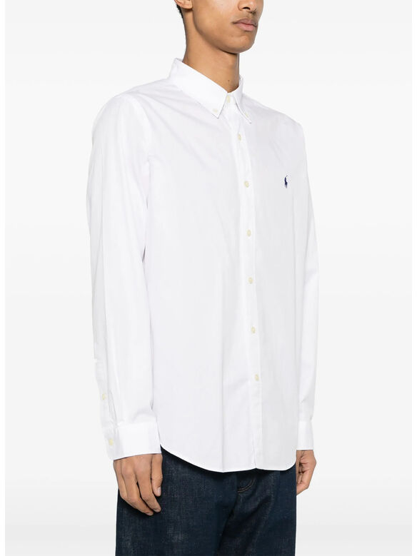 CAMICIA CON LOGO RICAMATO, WHITE, medium