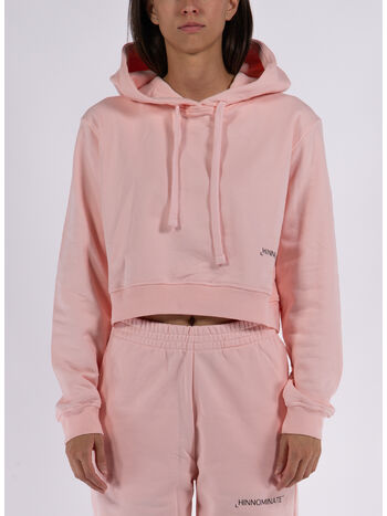 FELPA CROP CON CAPPUCCIO, ROSA, small