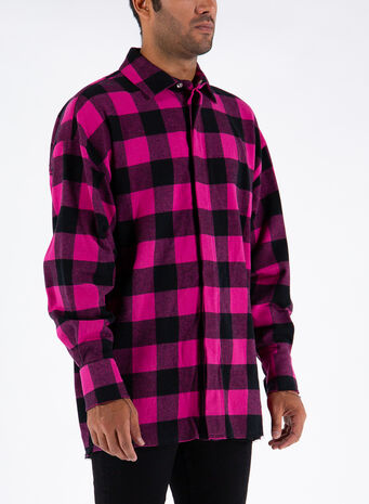 CAMICIA FLANNEL CURVED LOGO OVERSHIRT, 3205FUCHSIALI, small