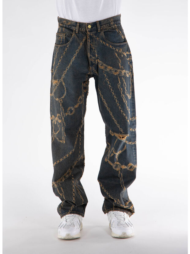 JEANS DESTROYED CHAIN BATTER, GLD GOLD, large