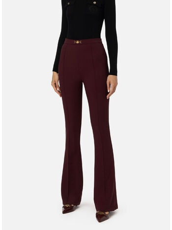 PANTALONE PALAZZO IN CRÊPE STRETCH CON MORSETTO, , small