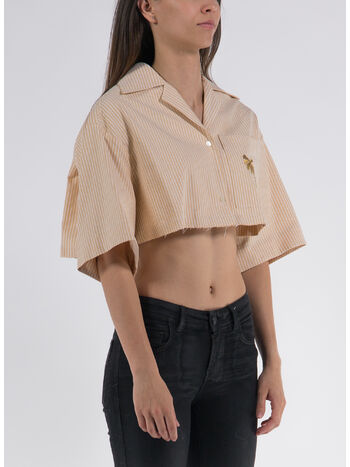 CAMICIA CROPPED BOWLING SHIRT S/S, 1876 YELLOW GOLD, small