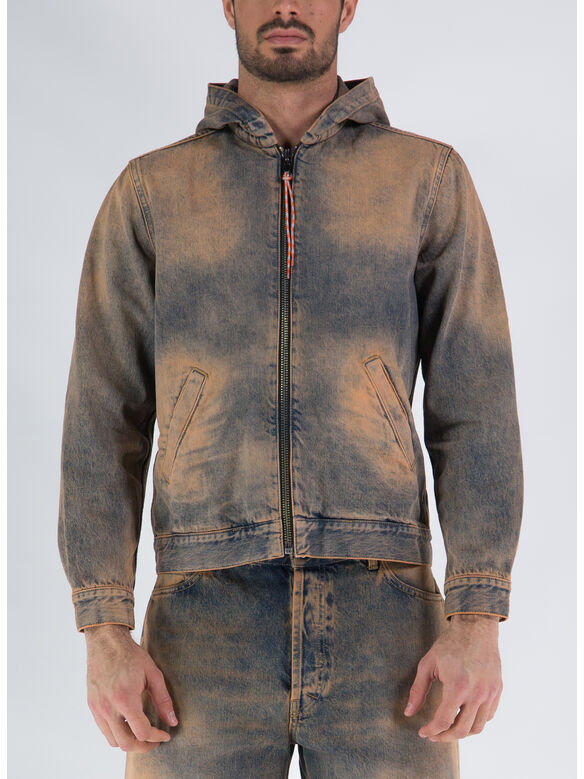 GIACCA ACID WASH HOODED DENIM, PCH PEACH, medium