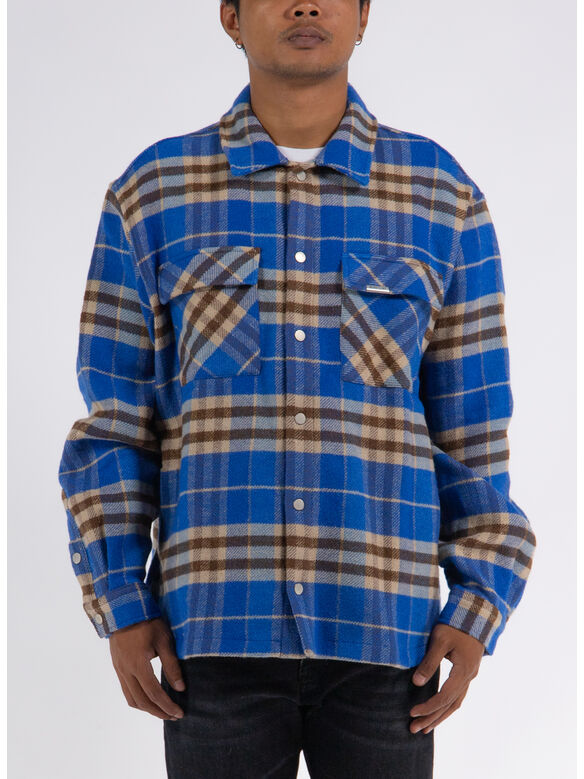 CAMICIA INTIAL PRINT FLANNEL, 109 COBALT, medium