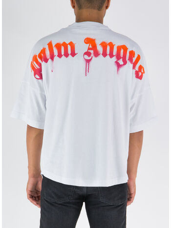 T-SHIRT SPRAYED PALM LOGO OVER, 0132 WHITE FUCHSIA, small