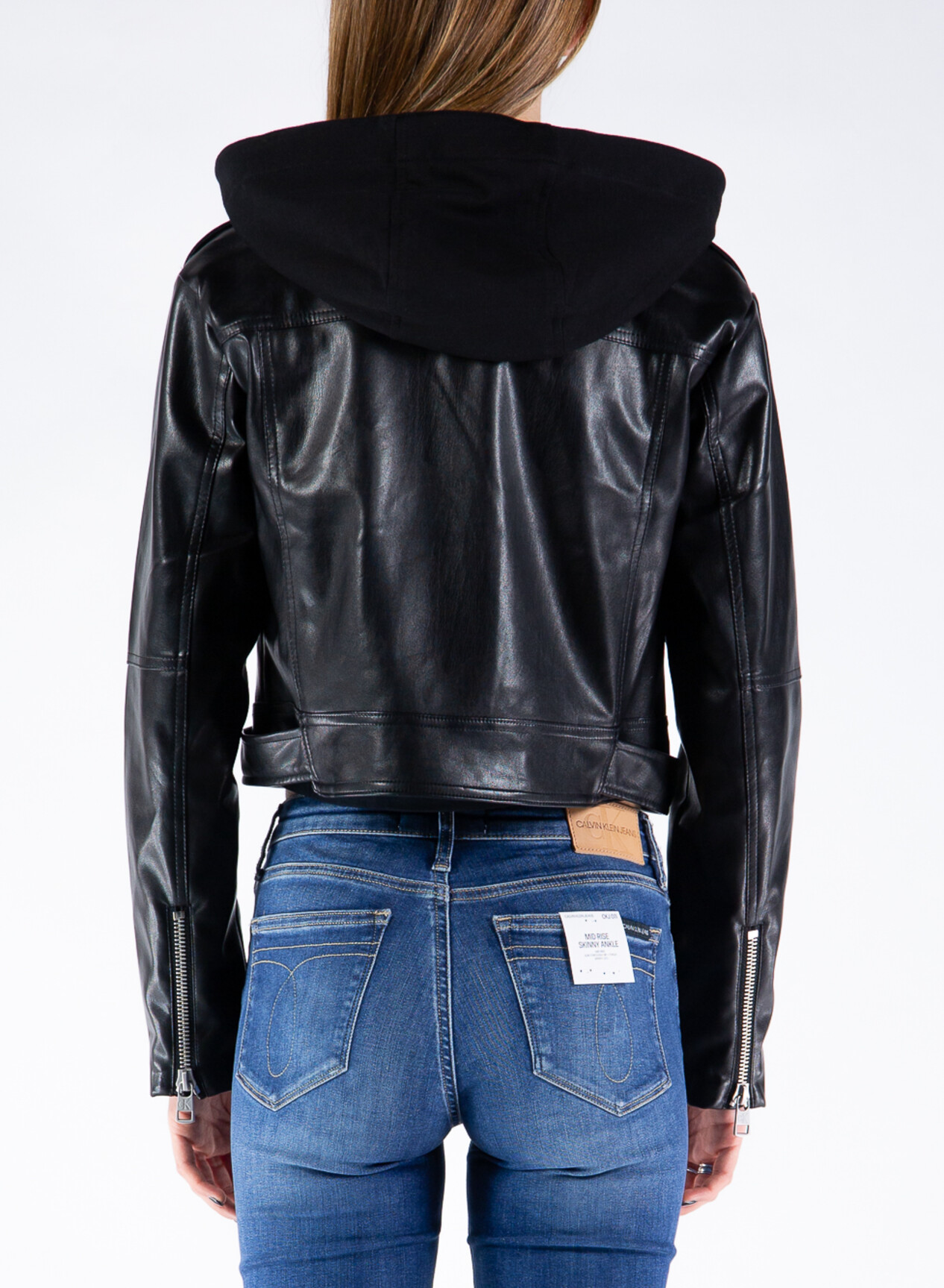 CALVIN KLEIN GIACCA STILE MOTOCICLISTA CON CAPPUCCIO IN ECOPELLE Black |  Selecteur