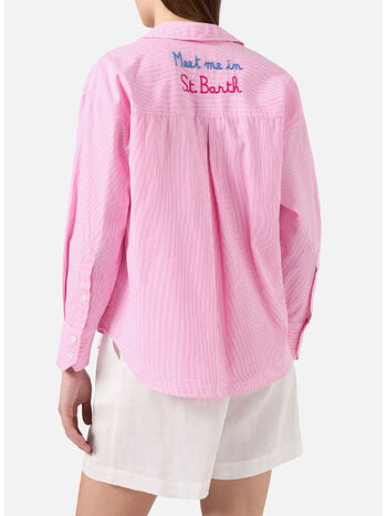 CAMICIA CRISTAL, 00810L COTTON STRIPES MICRO V MEET 21 EMB, small