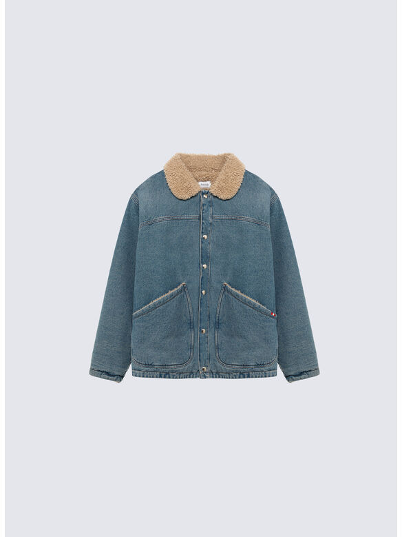 GIUBBOTTO IN DENIM CON SHEARLING, C0999 WASH DENIM, medium