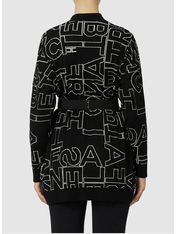 CARDIGAN CON LETTERING LOGO, 685 NERO/BURRO, small