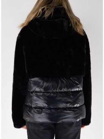 GIUBBOTTO IN NYLON CON PELLICCIA ECO FANEVIL, 999 NERO, small