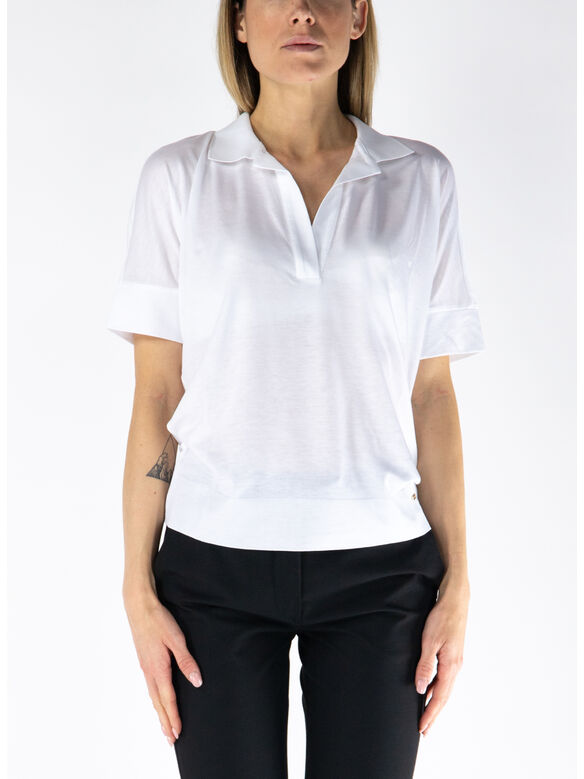 POLO A MANICE CORTE SENZA BOTTONI, 1000 BIANCO, medium