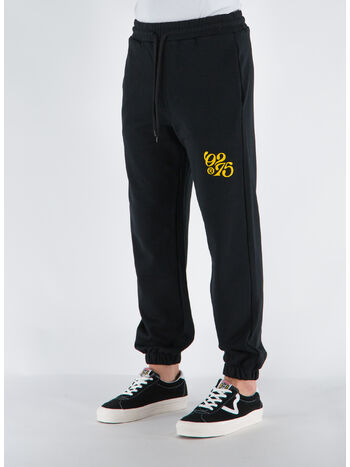 PANTALONE IN FELPA CON STAMPA, V2 NERO, small