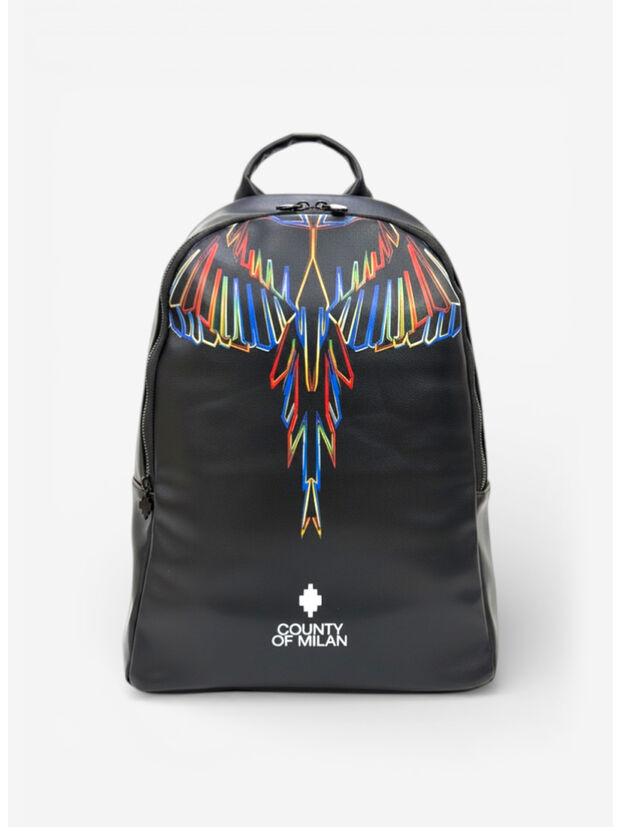 ZAINO PRINTED, BLACK / MULTICOLOR WINGS, large