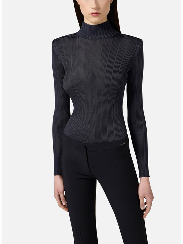 TOP IN FILATO DI VISCOSA CON DETTAGLI LOGO, EA8 TWILIGHT, medium