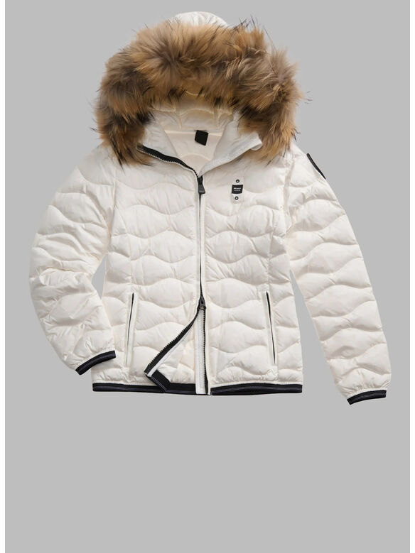 PIUMINO CON BORDO IN PELLICCIA ALDIE, 100BI BIANCO OTTICO int. BIANCO OTTICO, medium