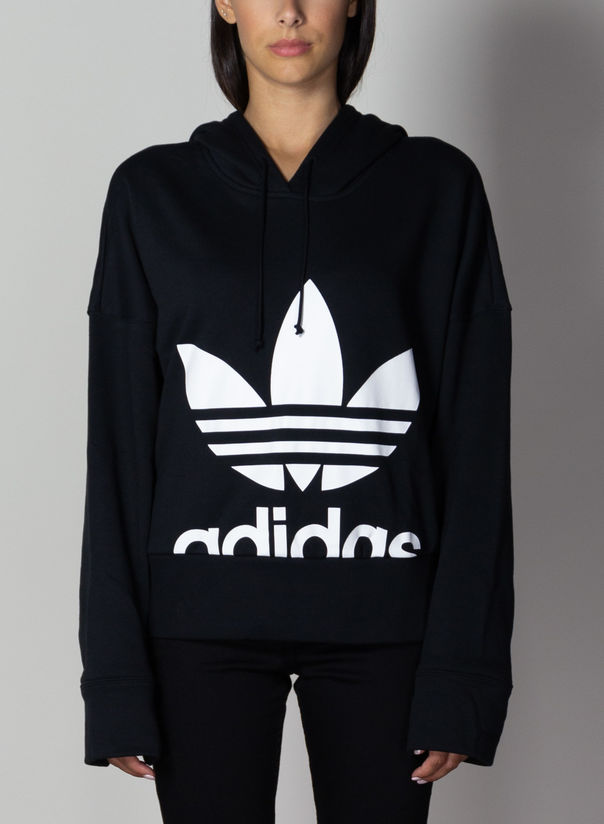 FELPA HOODIE CROPPED, BLACK, large