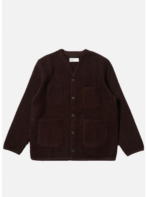 CARDIGAN IN LANA, BROWN, large