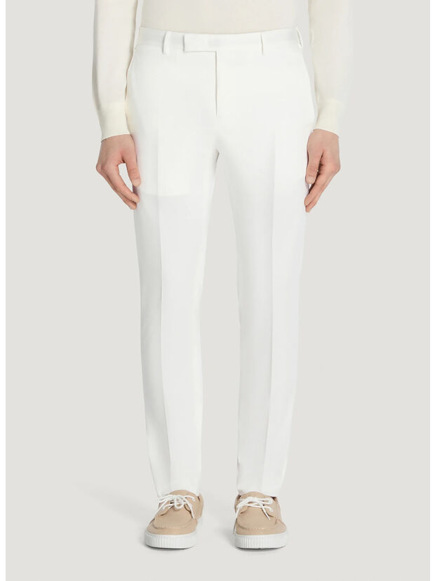 PANTALONE CHINO DIECI CON PINCES, 0010 BIANCO, large