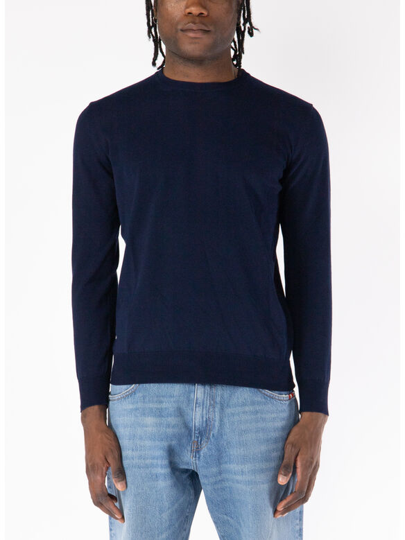 MAGLIONE GIROCOLLO RASATO, 38 BLU, medium