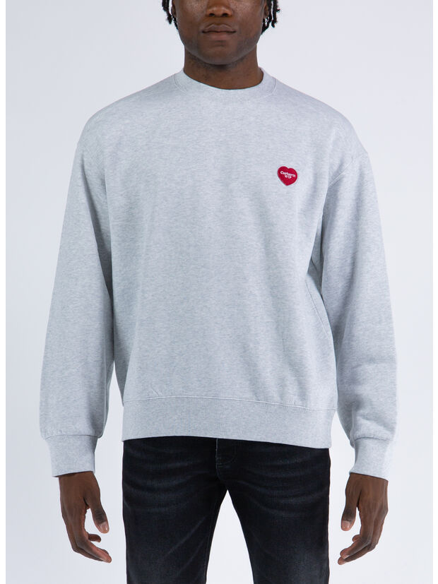FELPA HEART PATCH SWEAT, 482XX ASH HEATHER, large