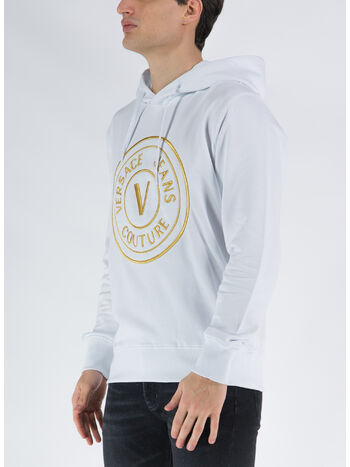 FELPA CON LOGO RICAMATO, G03 WHITE/GOLD, small