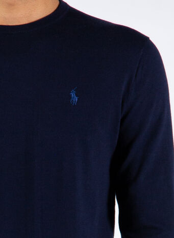MAGLIONE GIROCOLLO LOGO, HUNTERNAVY, small