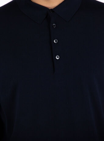 POLO A MANICHE LUNGHE, BLU, small