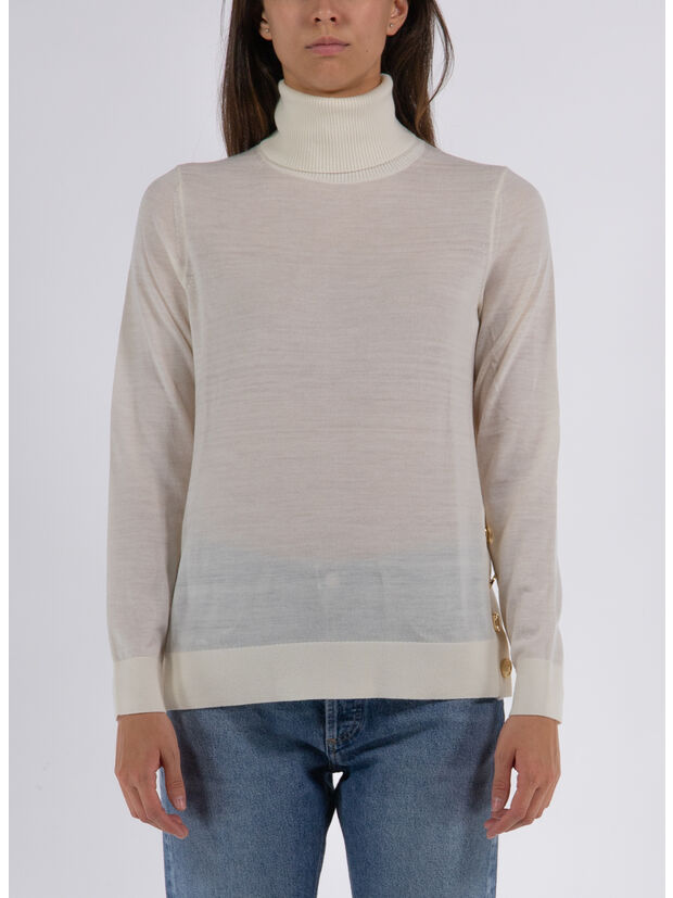 PULLOVER DOLCEVITA CON BOTTONI LATERALI, 110 BONE, large