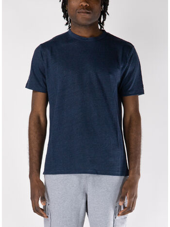 T-SHIRT A MANICA CORTA ECSTASEA IN JERSEY LINO, 00151H 61 BLUE NAVY, small