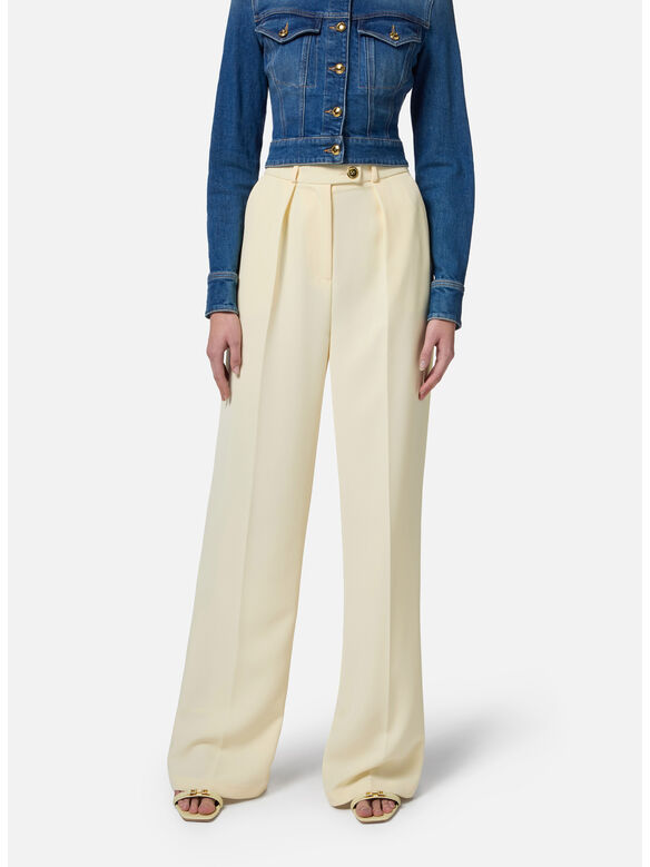 PANTALONE IN CRÊPE FLUIDO CON BOTTONI DORATI, DC7 LEMONADE, medium