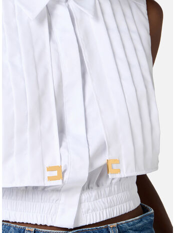 CAMICIA CROPPED CON MANTELLINA, 100 BIANCO, small