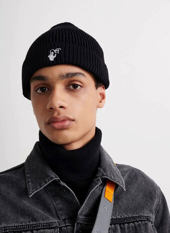 CAPPELLO HAND OFF WOOL RIB BEANIE, 1001BLACKWHITE, small