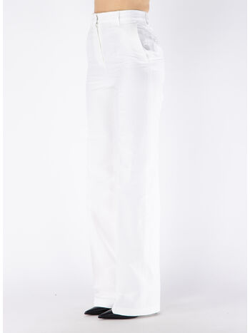 PANTALONE HIGH WAIST A GAMBA DRITTA, 1103 BIANCO LETTO, small