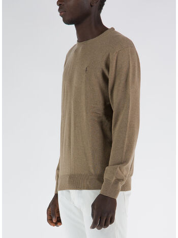 MAGLIONE GIROCOLLO, HONEY BROWN HEATHER, small