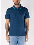 POLO PIQUET A MANICHE CORTE CON LOGO, 160 BLU NAVY, thumb