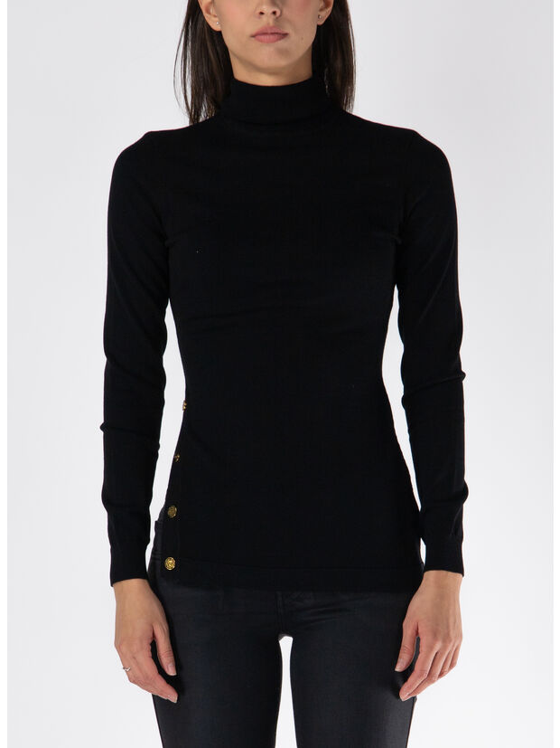 MAGLIONE CON BOTTONI DECORATIVI, 110 NERO, large