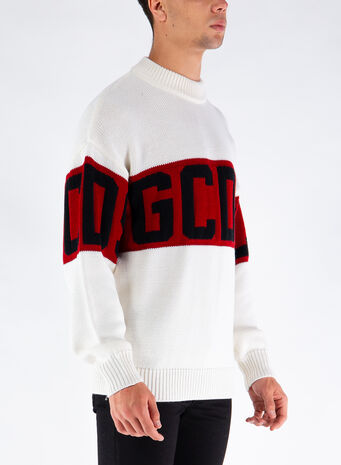 MAGLIONE LOGO SWEATER, 01WHITE, small