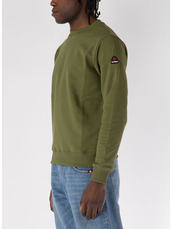 FELPA GIROCOLLO CON PATCH LOGO, 082 VERDE MILITARE/MILITARY GREEN, small