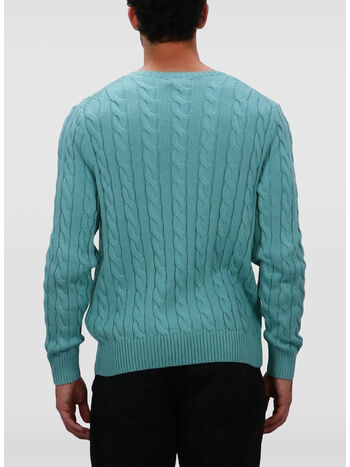 MAGLIONE GIROCOLLO TRECCIATO, DEEP SEAFOAM, small