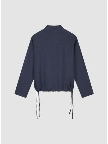 PULLOVER LINEN QUARTER ZIP, 450 NAVY, small