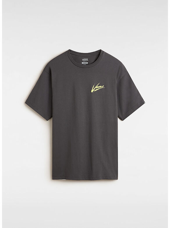 T-SHIRT BRUSH SCRIPT, EBA1 ASPHALT/SHADOW LIME, medium
