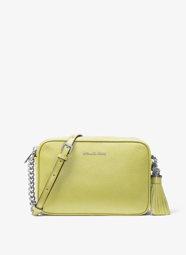BORSA A TRACOLLA GINNY IN PELLE, 763LIMELIGHT, large