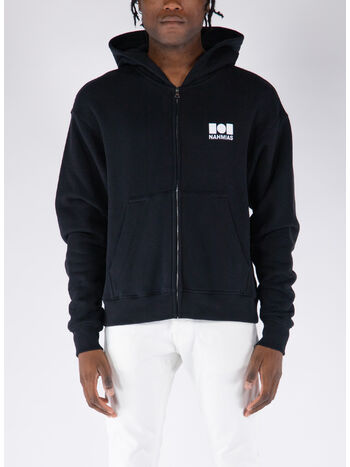 FELPA FULL ZIP CON LOGO, 001 BLACK, small
