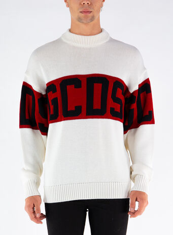 MAGLIONE LOGO SWEATER, 01WHITE, small