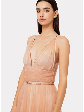 ABITO RED CARPET IN TULLE CON CINTURA, 181 CARNE, small